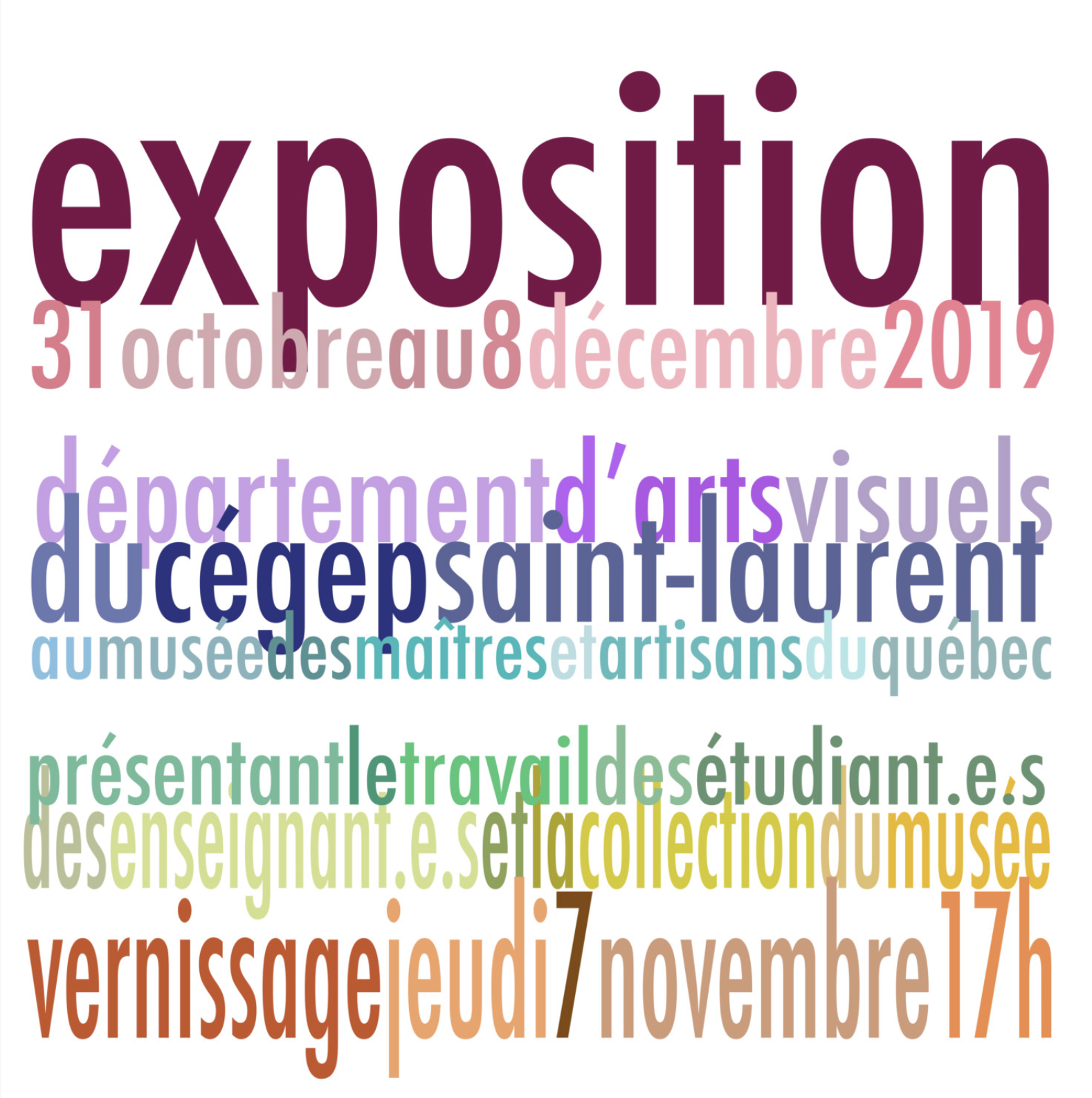 Exposition étudiants en art visuels CÉGEP Saint-Laurent